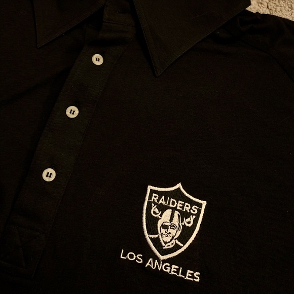VINTAGE Vegas Raiders LA Los Angeles Oakland 80s Black Polo Logo 7 XXL NFL RARE - Picture 3 of 6